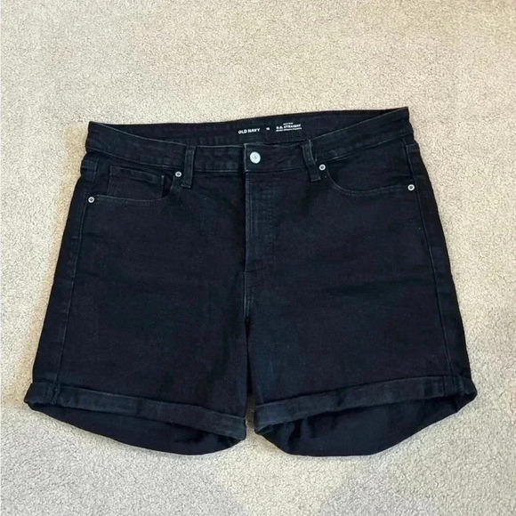 Old navy high rise OG straight black jean shorts in size 18 - Picture 1 of 4